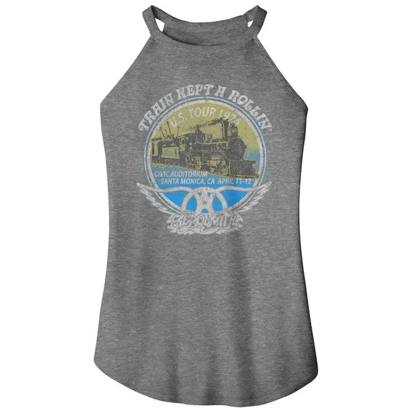 Aerosmith-Aerosmith Rollin-Gray Frost Ladies Sleeveless Rocker Tank-S - Gray Frost