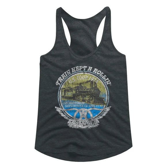 Aerosmith-Rollin-Black Ladies Racerback-S - Black