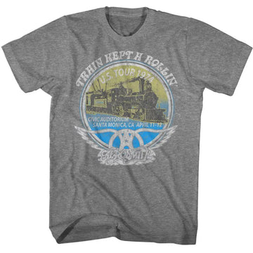 Aerosmith-Rollin-Graphite Heather Adult S/S T-Shirt - Graphite Heather