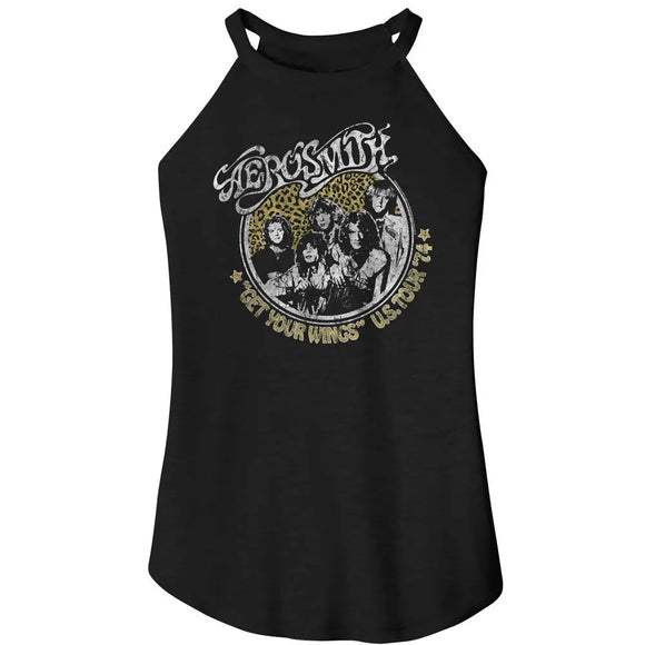 Aerosmith-Aerosmith Get Your Wings-Black Ladies Sleeveless Rocker Tank-S - Black