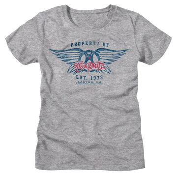 Aerosmith-Aerosmith Est 1973-Athletic Heather Ladies S/S T-Shirt - Athletic Heather