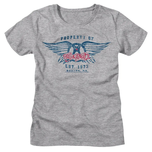 Aerosmith-Aerosmith Est 1973-Athletic Heather Ladies S/S T-Shirt - Athletic Heather