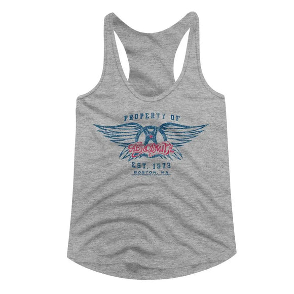 Aerosmith-Aerosmith Est 1973-Gray Heather Ladies Slimfit Racerback-S - Gray Heather