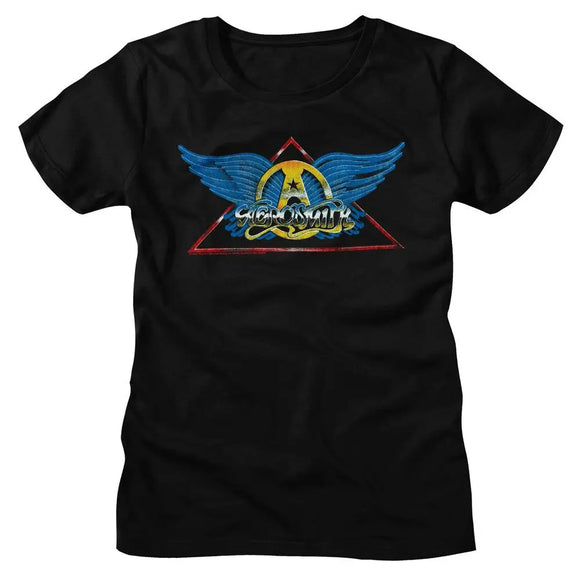 Aerosmith-Aerosmith Logo-Black Ladies S/S T-Shirt - Black