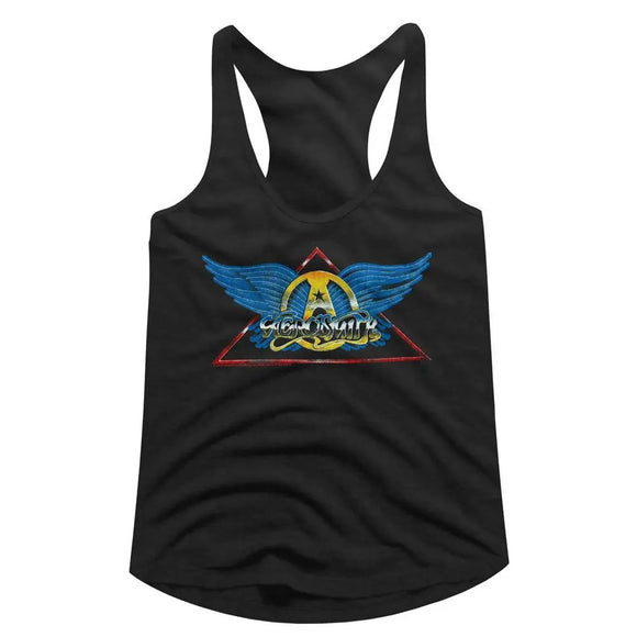 Aerosmith-Aerosmith Logo-Black Ladies Slimfit Racerback-S - Black