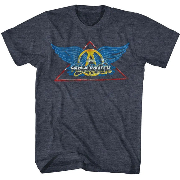 Aerosmith-Aerosmith-Navy Heather Adult S/S T-Shirt - Navy Heather