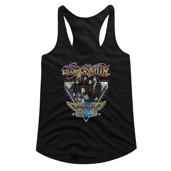 Aerosmith-Aerosmith World Tour-Black Ladies Slimfit Racerback-S - Black