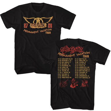 Aerosmith-Permanent Tour 87-88-Black Adult S/S T-Shirt ***F&B*** - Black