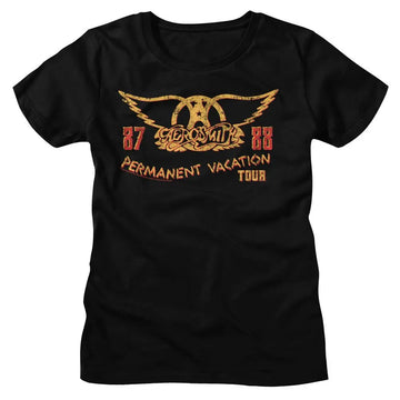 Aerosmith-Aerosmith Pv Tour 87 88-Black Ladies S/S T-Shirt - Black