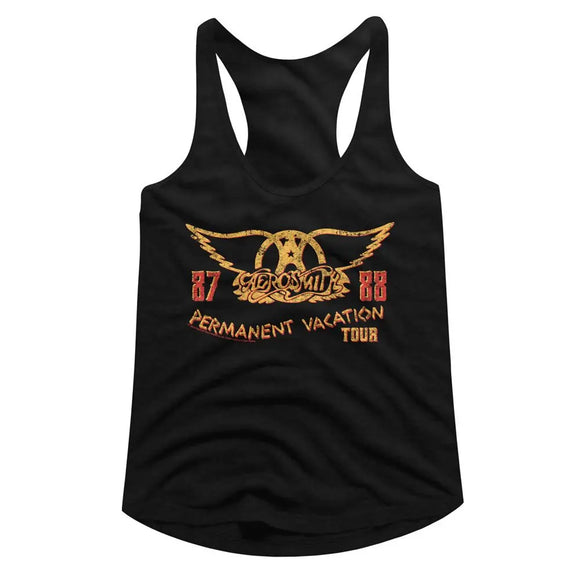 Aerosmith-Aerosmith Pv Tour 87 88-Black Ladies Slimfit Racerback-S - Black