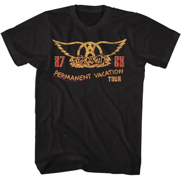 Aerosmith-Pv Tour 87-88-Black Adult S/S T-Shirt - Black