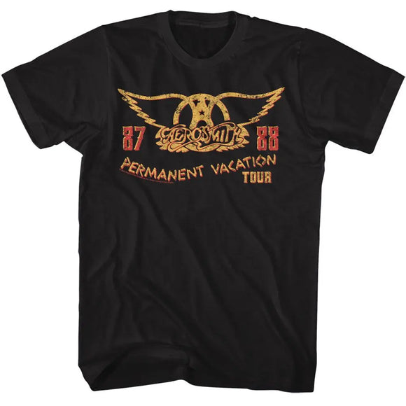 Aerosmith-Pv Tour 87-88-Black Adult S/S T-Shirt - Black