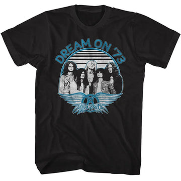 Aerosmith-Dream On Blue And White-Black Adult S/S T-Shirt - Black