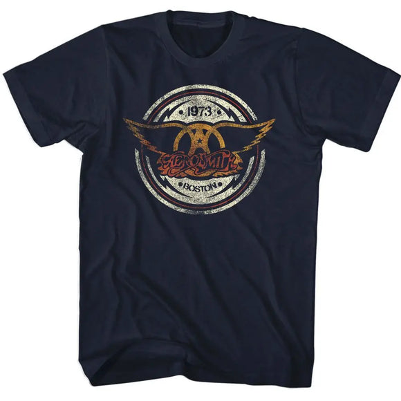 Aerosmith-Aerocircle-Navy Adult S/S T-Shirt - Navy