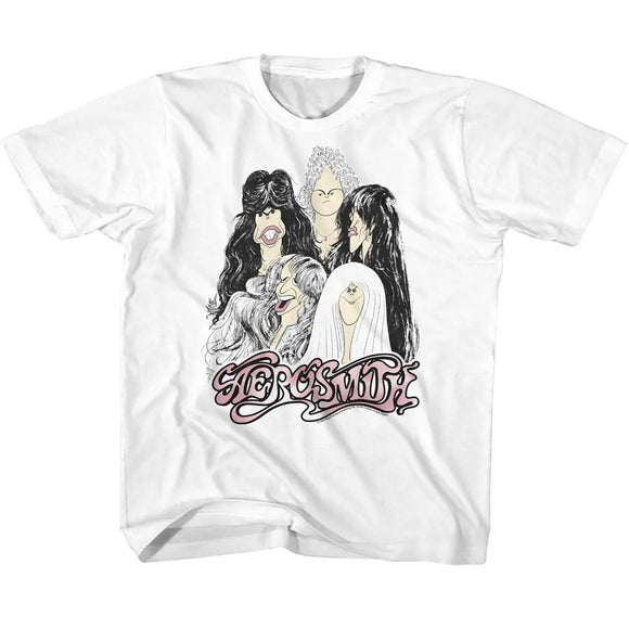 Aerosmith-Cartoons-White Youth S/S T-Shirt-Xs - White