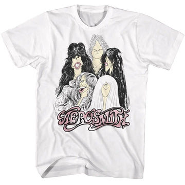 Aerosmith-Cartoons-White Adult S/S T-Shirt - White
