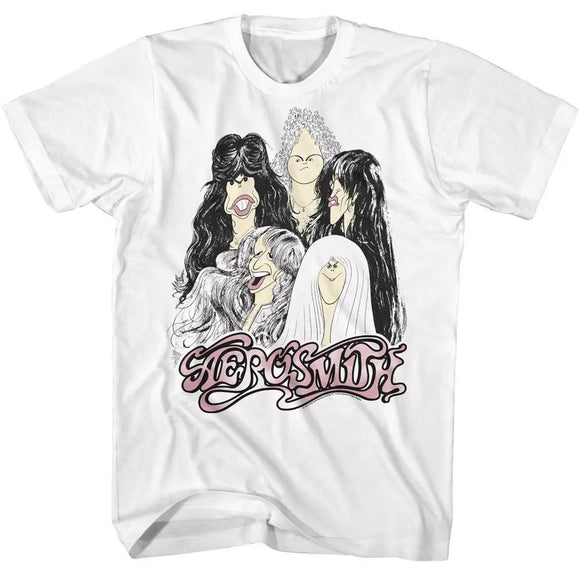 Aerosmith-Cartoons-White Adult S/S T-Shirt - White
