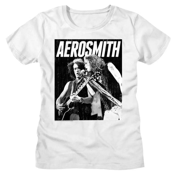 Aerosmith-Aerosmith Bw-White Ladies S/S T-Shirt - White