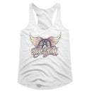 Aerosmith-Faded Pinks-White Ladies Racerback-S - White