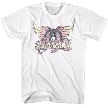 Aerosmith-Faded Pinks-White Adult S/S T-Shirt - White