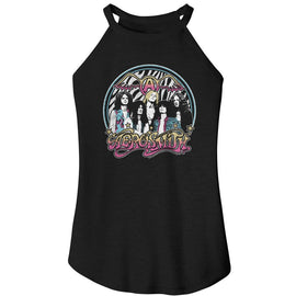 Aerosmith-Aerosmith Aerogaudy-Black Ladies Sleeveless Rocker Tank-S - Black