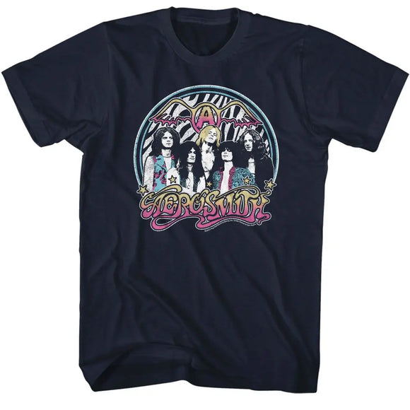 Aerosmith-Aerogaudy-Navy Adult S/S T-Shirt - Navy