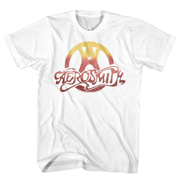 Aerosmith-Aerosmith Gradient Logo-White Adult S/S T-Shirt - White