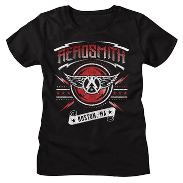 Aerosmith-Aerosmith Boston Ma-Black Ladies S/S T-Shirt - Black