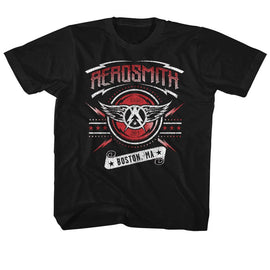 Aerosmith-Boston 2015-Black Youth S/S T-Shirt-Xs (5-6) - Black