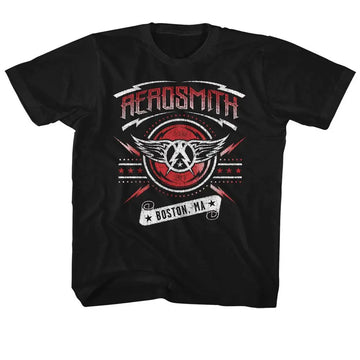 Aerosmith-Boston 2015-Black Youth S/S T-Shirt (7-8) - Black