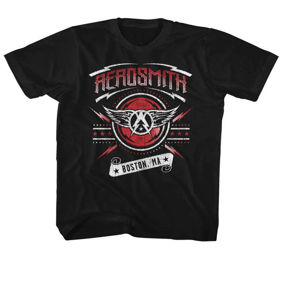 Aerosmith-Boston 2015-Black Youth S/S T-Shirt (7-8) - Black