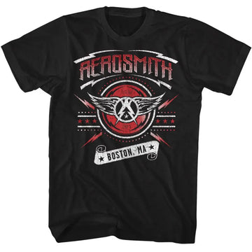 Aerosmith-Boston 2015-Black Adult S/S T-Shirt - Black