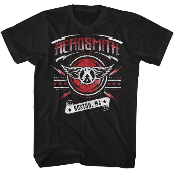 Aerosmith-Boston 2015-Black Adult S/S T-Shirt - Black