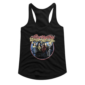 Aerosmith-Aerosmith Circle-Black Ladies Racerback-S - Black