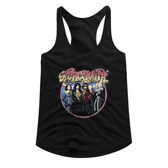Aerosmith-Aerosmith Circle-Black Ladies Racerback-S - Black