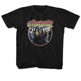 Aerosmith-Aerosmith Circle-Black Youth S/S T-Shirt-Xs (5-6) - Black