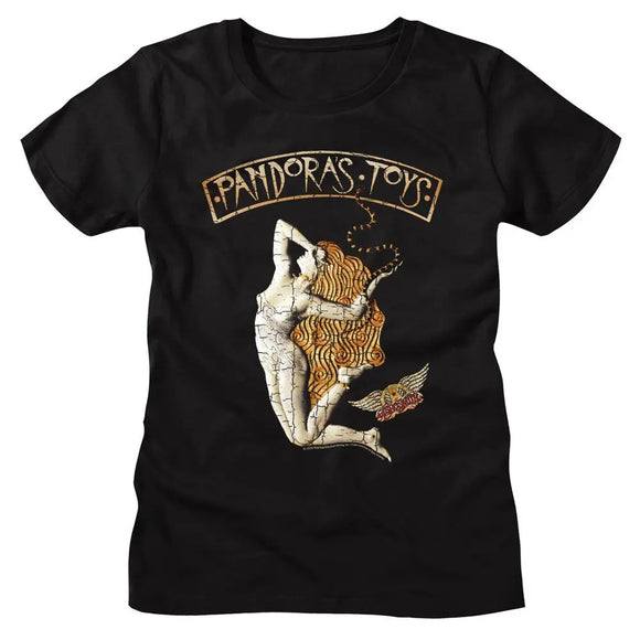 Aerosmith-Aerosmith Pandoras Toys-Black Ladies S/S T-Shirt - Black