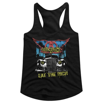 Aerosmith-Eat The Rich Car-Black Ladies Racerback-S - Black