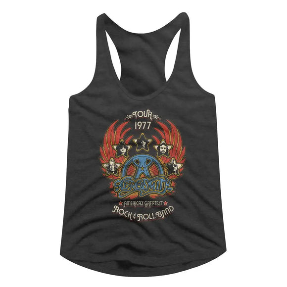 Aerosmith-Greatest Rock 77-Black Ladies Racerback-S - Black