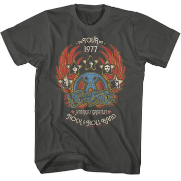 Aerosmith-Greatest Rock 77-Smoke Adult S/S T-Shirt - Smoke
