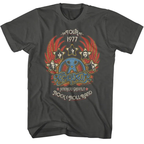 Aerosmith-Greatest Rock 77-Smoke Adult S/S T-Shirt - Smoke