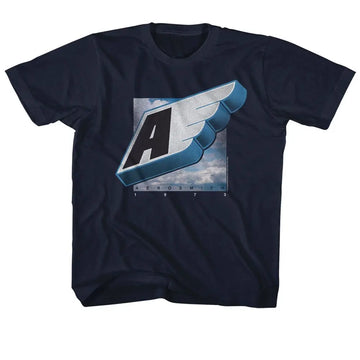 Aerosmith-1973 Wing-Navy Youth S/S T-Shirt-Xs (5-6) - Navy
