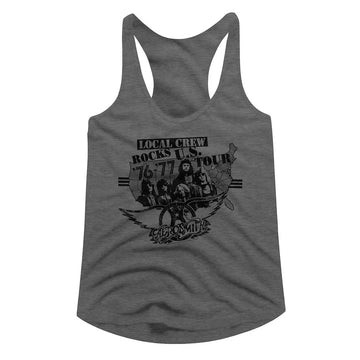 Aerosmith-Local Crew-Graphite Heather Ladies Racerback-S - Graphite Heather