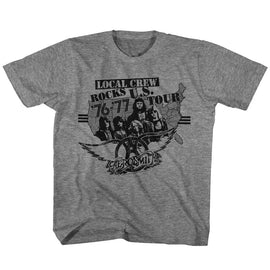 Aerosmith-Local Crew-Graphite Heather Youth S/S T-Shirt-Xs (5-6) - Graphite Heather