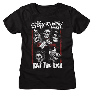Aerosmith Aerosmith Eat The Rich Skull Ladies T-Shirts