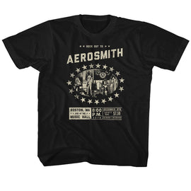 Aerosmith-Boston Music Hall-Black Youth S/S T-Shirt-Xs (5-6) - Black