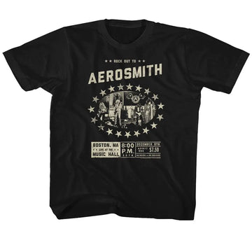 Aerosmith-Boston Music Hall-Black Youth S/S T-Shirt-Xs (5-6) - Black
