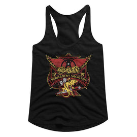 Aerosmith-Perm Vacay Lizard-Black Ladies Racerback-S - Black
