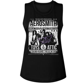 Aerosmith-Aerosmith Aero Poster-Black Ladies Muscle Tank-S - Black