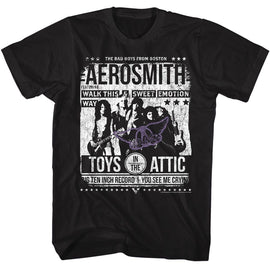 Aerosmith-Aerosmith Aero Poster-Black Adult S/S T-Shirt - Black